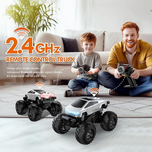 شاحنة مونستر بجهاز تحكم عن بعد مع قاعدة شحن، سيارة برمائية تعمل بالتحكم عن بعد 1:18 رباعية الدفع - دوران 360 درجة ووقوف بنقرة واحدة، لعبة مقاومة للماء على الطرق الوعرة بتردد 2.4 جيجا هرتز للأطفال الأولاد في أعياد الميلاد بعمر 6 سنوات فما فوق in Kuwait