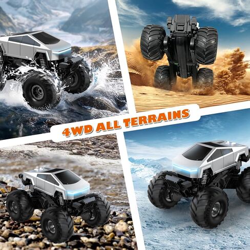 شاحنة مونستر بجهاز تحكم عن بعد مع قاعدة شحن، سيارة برمائية تعمل بالتحكم عن بعد 1:18 رباعية الدفع - دوران 360 درجة ووقوف بنقرة واحدة، لعبة مقاومة للماء على الطرق الوعرة بتردد 2.4 جيجا هرتز للأطفال الأولاد في أعياد الميلاد بعمر 6 سنوات فما فوق in Kuwait