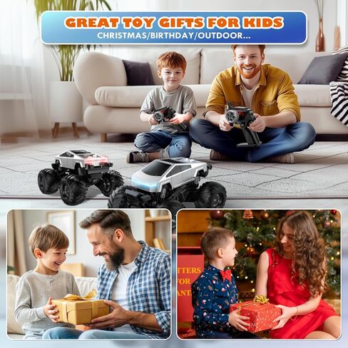 شاحنة مونستر بجهاز تحكم عن بعد مع قاعدة شحن، سيارة برمائية تعمل بالتحكم عن بعد 1:18 رباعية الدفع - دوران 360 درجة ووقوف بنقرة واحدة، لعبة مقاومة للماء على الطرق الوعرة بتردد 2.4 جيجا هرتز للأطفال الأولاد في أعياد الميلاد بعمر 6 سنوات فما فوق in Kuwait