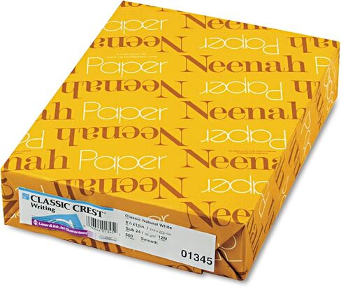 Neenah Paper 01345 CLASSIC CREST Writing Paper, 24lb, 8 1/2 x 11, Natural White, 500 Sheets in Saudi Arabia
