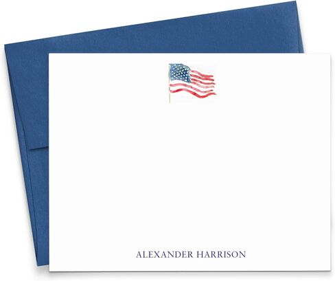 Personalized Stationery Notecards For Men, FLAT Patriotic Note Cards With Envelopes, Watercolor American Flag Stationery Cards For Note Taking, Gifts For Veterans, Your Choice of Colors And Quantity in Saudi Arabia