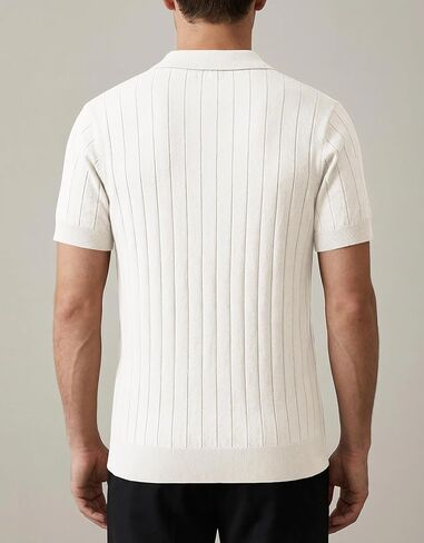 JMIERR Men's Short Sleeve Knit Polo Shirts Ribbed Texture Johnny Collar Sweater for Casual Summer Wear in Kuwait