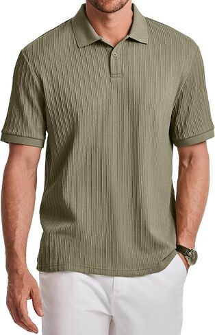 JMIERR Mens Polo Shirt Short Sleeve Textured Knit Botton Summer Casual Vacation Beach Stretchy Collar Golf Shirts in Saudi Arabia