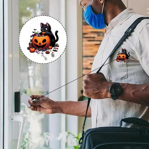 Halloween Badge Reel Horror Bat Retractable Badge with Alligator Clip Halloween Badge Holder 360°Cute Rotating ID Name Holder Bat Badge Clips for Student Nursing Nurses Teacher Office Party Favors in Saudi Arabia