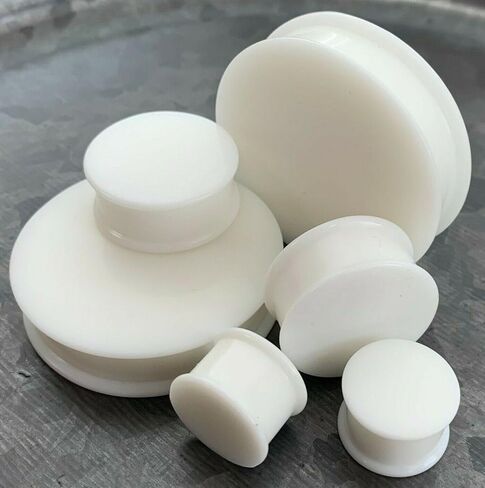 PAIR of Brilliant White Solid Silicone Double Flare Plugs - Tunnels- Body Jewelry - Gauges up to 2 inch! in Saudi Arabia