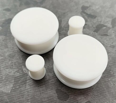 PAIR of Brilliant White Solid Silicone Double Flare Plugs - Tunnels- Body Jewelry - Gauges up to 2 inch! in Saudi Arabia