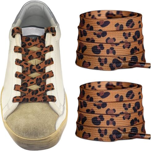 أربطة أحذية UamGlsob بطبعة الفهد للأحذية الرياضية Golden Goose Superstar Leopard، أربطة بديلة للحيوانات الملونة مقاس 8 مم in Saudi Arabia