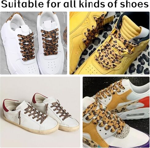 أربطة أحذية UamGlsob بطبعة الفهد للأحذية الرياضية Golden Goose Superstar Leopard، أربطة بديلة للحيوانات الملونة مقاس 8 مم in Saudi Arabia