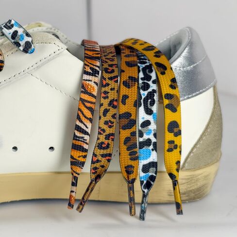 أربطة أحذية UamGlsob بطبعة الفهد للأحذية الرياضية Golden Goose Superstar Leopard، أربطة بديلة للحيوانات الملونة مقاس 8 مم in Saudi Arabia