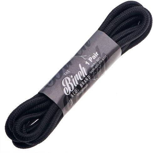 أربطة حذاء دائرية سميكة وشديدة التحمل مقاس 1/5 بوصة من خشب البتولا للأحذية طويلة الرقبة وأحذية المشي لمسافات طويلة. (72 بوصة (184 سم) -XL، أسود) in Kuwait