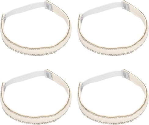 uxcell 2 Pair Rhinestone High Heels Shoe Straps, Anti-Loose Shoe Straps, Cream in Saudi Arabia