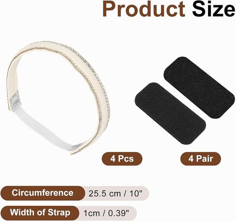 uxcell 2 Pair Rhinestone High Heels Shoe Straps, Anti-Loose Shoe Straps, Cream in Saudi Arabia