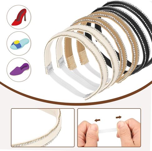 uxcell 2 Pair Rhinestone High Heels Shoe Straps, Anti-Loose Shoe Straps, Cream in Saudi Arabia