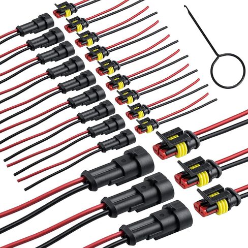 موصل JRready 2 Pin مقاوم للماء، موصلات أسلاك 16 AWG 2، موصلات كهربائية للسيارات بطريقة الذكور والإناث مع شهادة UL1015 للسيارات والشاحنات والقوارب والتطبيقات الاحترافية، 12 مجموعة in Saudi Arabia