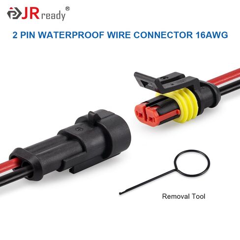 موصل JRready 2 Pin مقاوم للماء، موصلات أسلاك 16 AWG 2، موصلات كهربائية للسيارات بطريقة الذكور والإناث مع شهادة UL1015 للسيارات والشاحنات والقوارب والتطبيقات الاحترافية، 12 مجموعة in Saudi Arabia