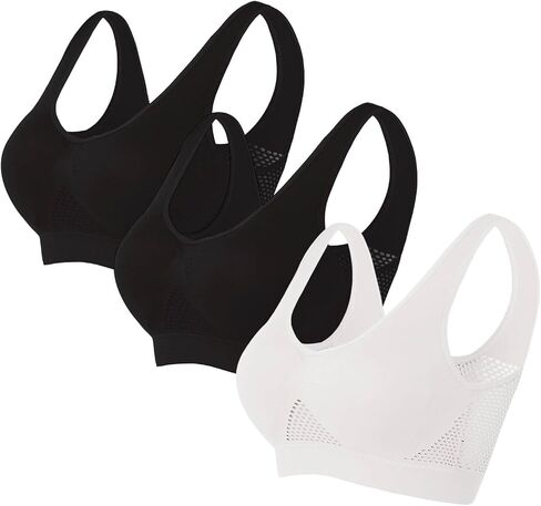 bmkBWO 3 Pack Sports Bras for Women Breathable Anti-Sagging Wireless Bras Plus Size High Support Cooling Lift Up Air Bra in Saudi Arabia