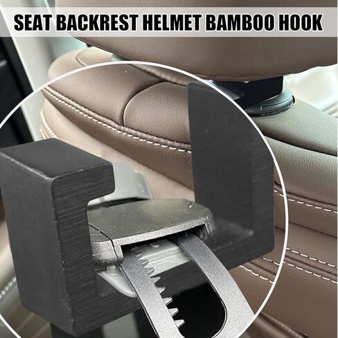 حامل القبعة الصلبة لمسند ظهر مقعد الشاحنة وخطاف مسند رأس السيارة العالمي للقبعات الصلبة وسترات الأمان والحقائب والعتاد | منظمة توفير المساحة (نمط خشب الخيزران) in Kuwait