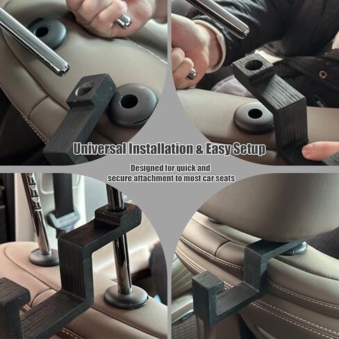 حامل القبعة الصلبة لمسند ظهر مقعد الشاحنة وخطاف مسند رأس السيارة العالمي للقبعات الصلبة وسترات الأمان والحقائب والعتاد | منظمة توفير المساحة (نمط خشب الخيزران) in Kuwait