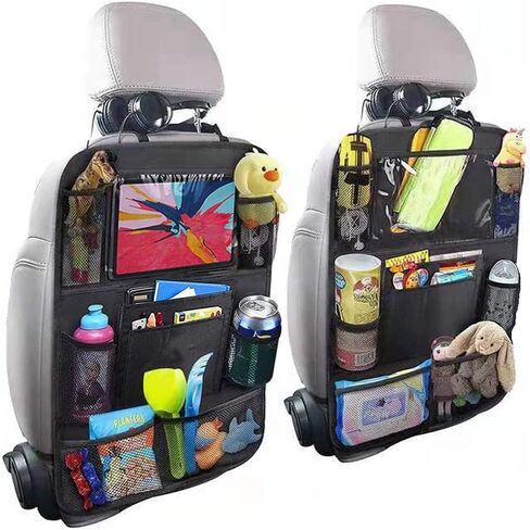 عبوتان من منظم المقعد الخلفي للسيارة وبساط الركل، واقي المقعد الخلفي المقاوم للماء مع وسادة شفافة/حامل للكمبيوتر اللوحي، منظم سيارة مناسب عالمي لأساسيات السفر للأطفال وتخزين سيارات الدفع الرباعي/الشاحنة/السيدان in Kuwait
