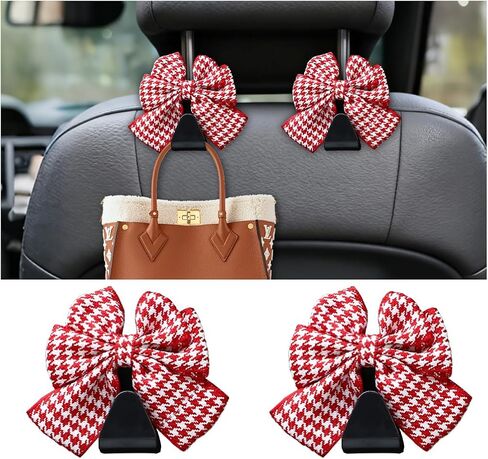 2PCS Car Seat Headrest Hooks, Cute Bow Vehicle Seat Back Hanger for Purse Coat Umbrella, Automotive Interior Hanging Storage Decoration Hook, Universal for SUV Sedan Truck (Black) in Kuwait
