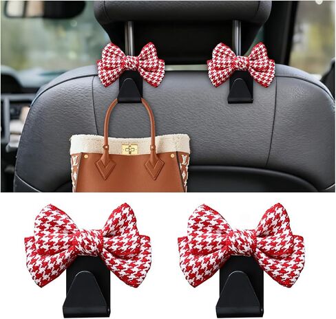 2PCS Car Seat Headrest Hooks, Cute Bow Vehicle Seat Back Hanger for Purse Coat Umbrella, Automotive Interior Hanging Storage Decoration Hook, Universal for SUV Sedan Truck (Black) in Kuwait