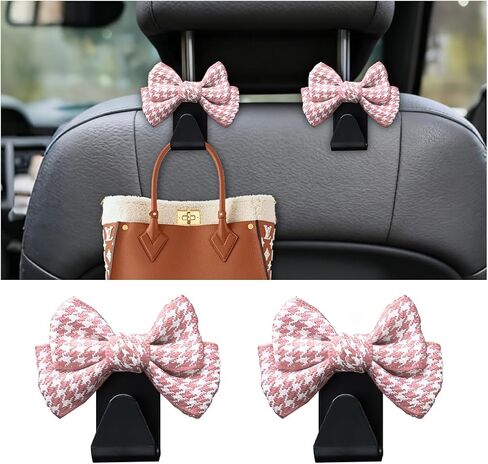 2PCS Car Seat Headrest Hooks, Cute Bow Vehicle Seat Back Hanger for Purse Coat Umbrella, Automotive Interior Hanging Storage Decoration Hook, Universal for SUV Sedan Truck (Black) in Kuwait