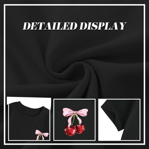Cute Shirts for Girls Cherry Bow Shirt Kids Graphic Tees Preppy Summer T-Shirt Aesthetic Clothes Trendy Tops in Saudi Arabia