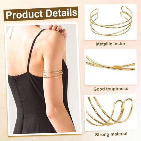 6 Pcs Upper Arm Gold Cuff Bracelet for Women, Adjustable Upper Arm Open Cuff Bracelet Simple Stylish Coil Bangle Band Armlet for Women Personalized Accessories Jewelry Gift in Saudi Arabia