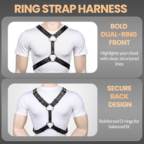 Men's PU Leather Chest Harness Belt, Adjustable Body Harness Belt for Men, Male Punk Chest Shoulder Harness for Party and Cosplay X024 in Saudi Arabia