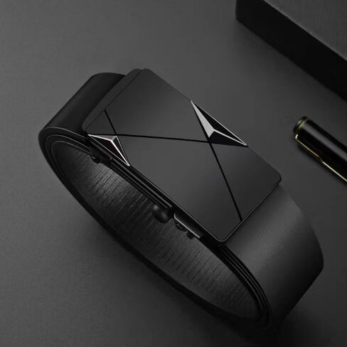 Men's Toothless Automatic Buckle Belt Imitation leather material plastic buckle 120 * 3.3CM inches BLC241-P in Saudi Arabia
