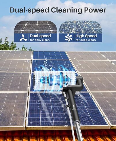 مجموعة فرشاة تنظيف الألواح الشمسية الكهربائية ومجموعة القطب من LyriFine، طقم غسيل قابل للتمديد بطول 20 قدمًا مع عمود تغذية المياه، سرعتان وموزع صابون، أداة تنظيف النوافذ الخارجية للوحة الشمسية، النافذة، السقف، عربة سكن متنقلة in Kuwait