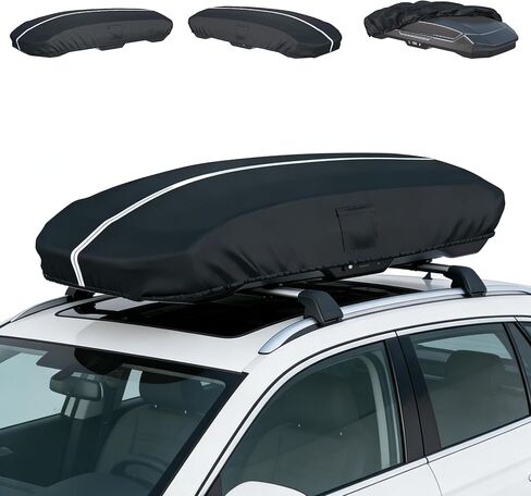 غطاء صندوق السقف، الأبعاد: 77 × 35 × 17 بوصة غطاء صندوق سقف عالمي مقاوم للماء والغبار والأشعة فوق البنفسجية ومقاوم للخدش متوافق مع تصميم Thule وPerflex وYakima التجاري السفلي سهل الارتداء in Kuwait