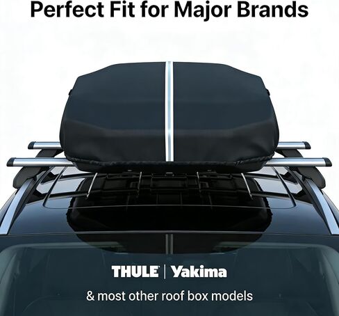 غطاء صندوق السقف، الأبعاد: 77 × 35 × 17 بوصة غطاء صندوق سقف عالمي مقاوم للماء والغبار والأشعة فوق البنفسجية ومقاوم للخدش متوافق مع تصميم Thule وPerflex وYakima التجاري السفلي سهل الارتداء in Kuwait