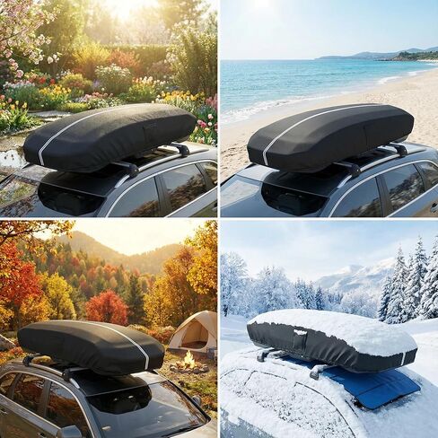 غطاء صندوق السقف، الأبعاد: 77 × 35 × 17 بوصة غطاء صندوق سقف عالمي مقاوم للماء والغبار والأشعة فوق البنفسجية ومقاوم للخدش متوافق مع تصميم Thule وPerflex وYakima التجاري السفلي سهل الارتداء in Kuwait