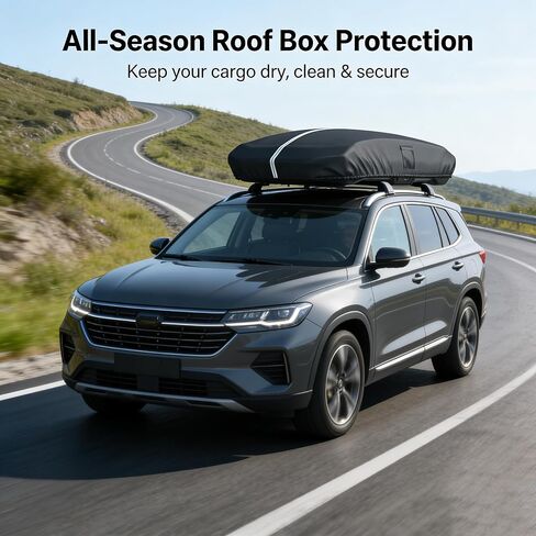 غطاء صندوق السقف، الأبعاد: 77 × 35 × 17 بوصة غطاء صندوق سقف عالمي مقاوم للماء والغبار والأشعة فوق البنفسجية ومقاوم للخدش متوافق مع تصميم Thule وPerflex وYakima التجاري السفلي سهل الارتداء in Kuwait