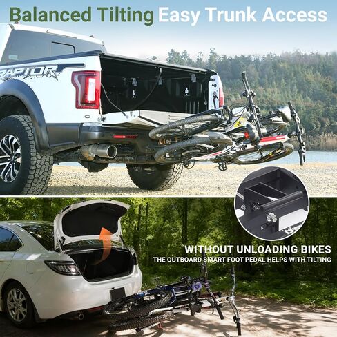 حامل دراجة لدراجتين سعة 100 رطل يناسب دراجات مقاس 16-29 بوصة، حامل دراجة وصلة ربط للسيارات والشاحنات ذات الدفع الرباعي، حامل دراجة لوصلة سحب جهاز استقبال 1¼/2 بوصة، حامل منصة دراجة قابل للإمالة وقابل للطي ومضاد للتمايل in Kuwait