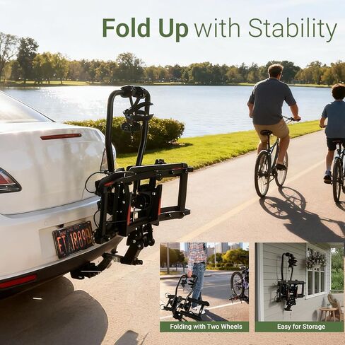 حامل دراجة لدراجتين سعة 100 رطل يناسب دراجات مقاس 16-29 بوصة، حامل دراجة وصلة ربط للسيارات والشاحنات ذات الدفع الرباعي، حامل دراجة لوصلة سحب جهاز استقبال 1¼/2 بوصة، حامل منصة دراجة قابل للإمالة وقابل للطي ومضاد للتمايل in Kuwait