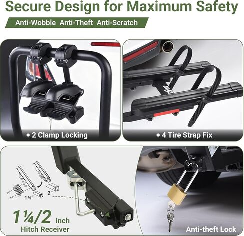 حامل دراجة لدراجتين سعة 100 رطل يناسب دراجات مقاس 16-29 بوصة، حامل دراجة وصلة ربط للسيارات والشاحنات ذات الدفع الرباعي، حامل دراجة لوصلة سحب جهاز استقبال 1¼/2 بوصة، حامل منصة دراجة قابل للإمالة وقابل للطي ومضاد للتمايل in Kuwait