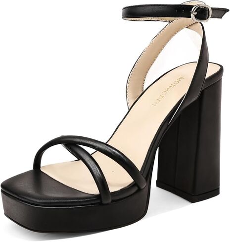 كعب مربع مفتوح عند الأصابع للنساء كتلة منصة مكتنزة الكعب العالي خمر أزياء الزفاف حزب مساء حفلة موسيقية الرقص الكاحل حزام اللباس مضخة الصنادل الأحذية in Kuwait