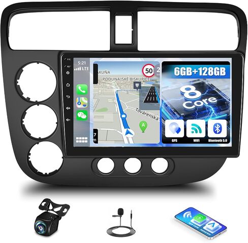 UNITOPSCI 2G+64G Android 13 Car Stereo Radio for Honda Civic 2000-2005 Wireless Apple CarPlay Android Auto, 9 Inch Touchscreen Bluetooth GPS Navigation Mirror Link WiFi/FM/USB/SWC + Backup Camera in Saudi Arabia