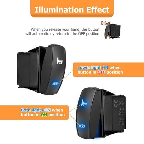 WeiSen LED Blue Horn Rocker Switch Speaker Push Button On/Off 12V Compatible with Auto Train UTV ATV Boat Marine Momentary Toggle Switch, Waterproof in Saudi Arabia