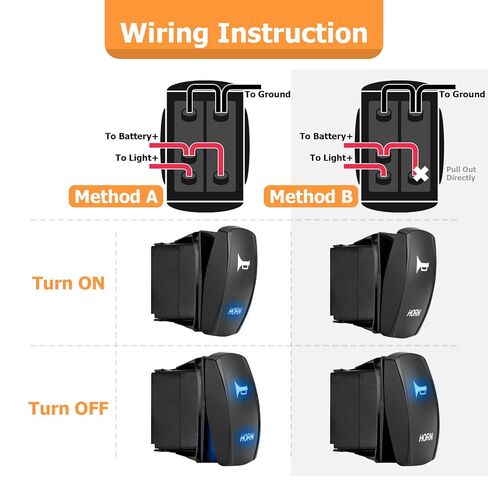 WeiSen LED Blue Horn Rocker Switch Speaker Push Button On/Off 12V Compatible with Auto Train UTV ATV Boat Marine Momentary Toggle Switch, Waterproof in Saudi Arabia