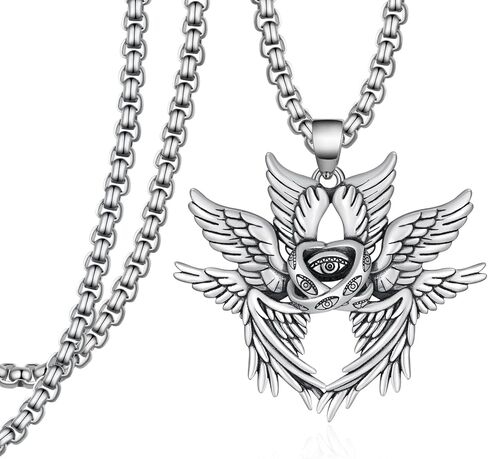Biblically Accurate Angel Necklace 925 Sterling Silver/Black Angel Wings Necklace Seraphim Jewelry Gifts for Women Men in Saudi Arabia