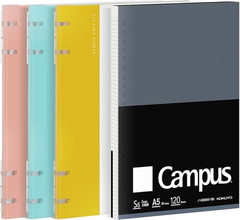 KOKUYO Campus 2x2 Spiral Binder Notebook 3 Pack, B5 Refillable Binders + 100 Refill Papers with 5mm Ruled, 40 Sheet Capacity, Pastel Notebook for School, Work, Note Taking in Saudi Arabia