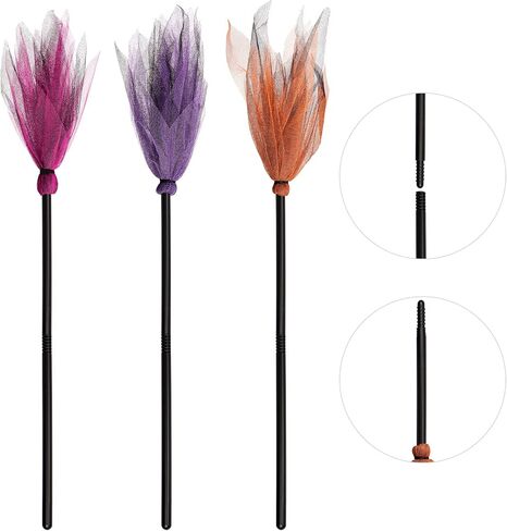 3 Pcs Halloween Witch Broom Plastic Witch Broomstick Broom Cosplay Props for Halloween Costume Haunted House Decoration, Masquerade Show Dress Up Dance Party Supplies in Saudi Arabia