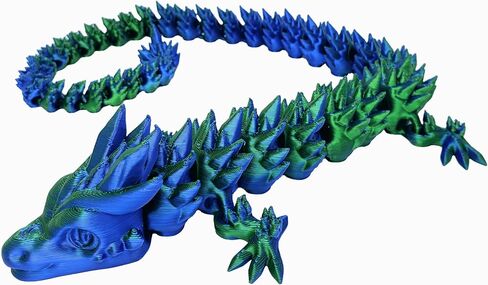 20" Articulated 3 Dimensional Printed Dragon – Color-Changing Fidget Figurine, Mythical Dragon Figure, Made in USA, 3D printed toys - Christmas stocking Stuffers (Blue/Green with Black Egg) in Saudi Arabia