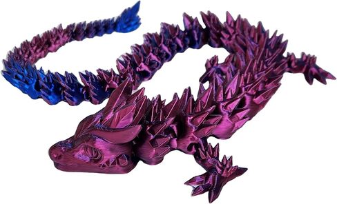 20" Articulated 3 Dimensional Printed Dragon – Color-Changing Fidget Figurine, Mythical Dragon Figure, Made in USA, 3D printed toys - Christmas stocking Stuffers (Blue/Green with Black Egg) in Saudi Arabia