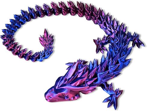 20" Articulated 3 Dimensional Printed Dragon – Color-Changing Fidget Figurine, Mythical Dragon Figure, Made in USA, 3D printed toys - Christmas stocking Stuffers (Blue/Green with Black Egg) in Saudi Arabia