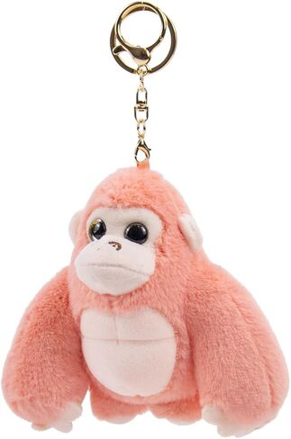Cute Gorilla Keychain Fuzzy Faux Fur Bag Charm Soft Ape Keyring for Backpacks Purses Handbags Gifts for Women in Saudi Arabia