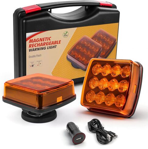 Magnetic Beacon Light Wireless, Portable 12-24V Rotating Warning Lights, Rechargeable Amber Flashing Strobe Lights for Vehicles Trailers Trucks Tractor Bus Forklift Cars in Saudi Arabia